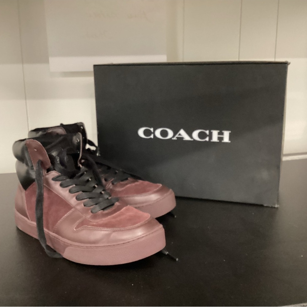 Coach Maroon High-Top Sneakers